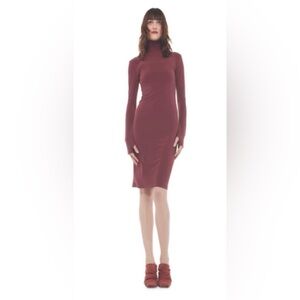 Norma Kamali Long Sleeve Turtleneck Copper Dress